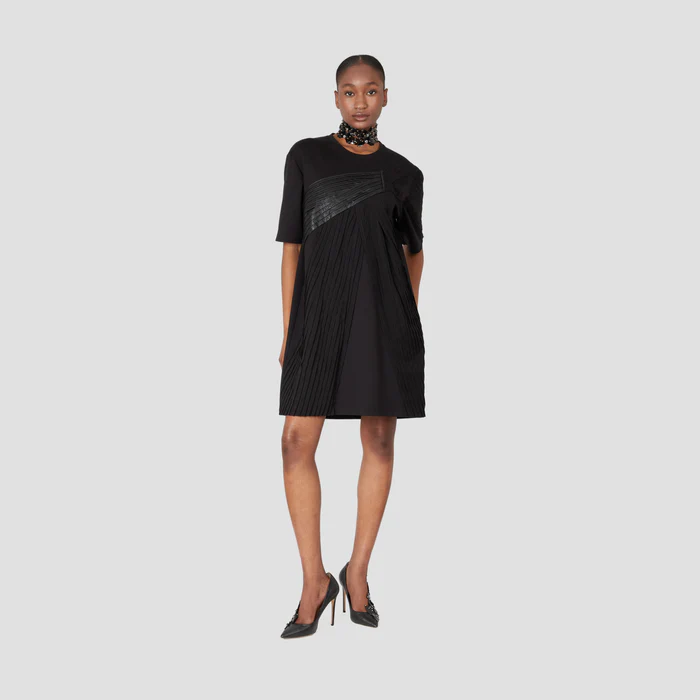 PLEATED T-SHIRT DRESS