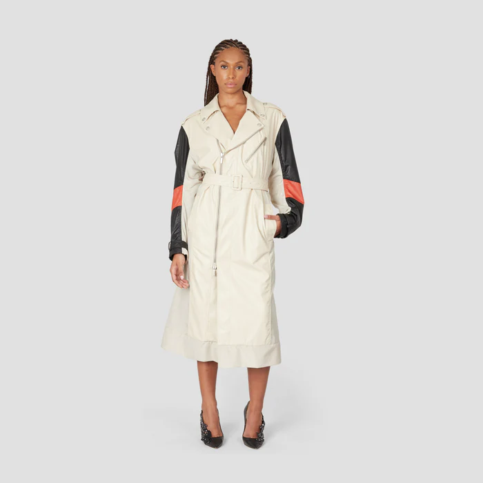 PATCHWORK ZIPPER TRENCHCOAT